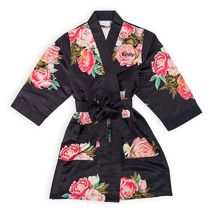Floral Personalized Woman's Silky Kimono Robe