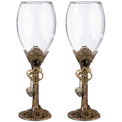 Steampunk Wedding Wine Glass Gift Set