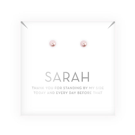 Personalized Thank You Box and Swarovski White Pearl Stud Earrings