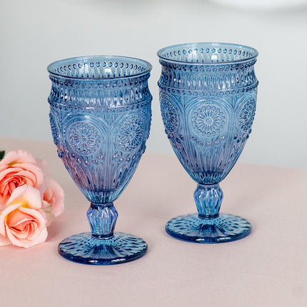 Vintage Pressed Glass Wedding Party Goblet - Pink, Blue, Clear or Grey