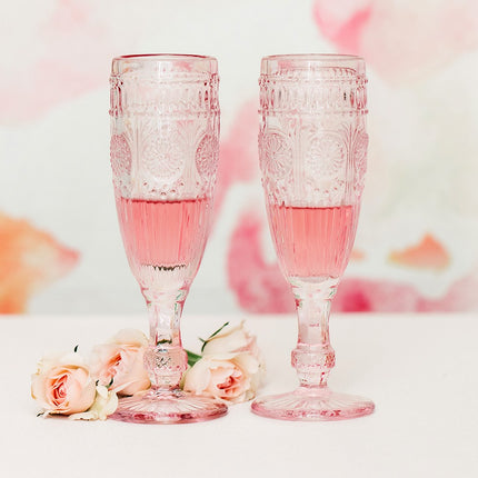 Vintage Pressed Glass Wedding Party Flute Glass - 4 Colors