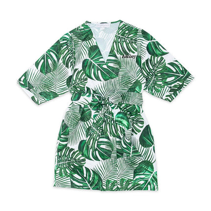 Women’s Personalized Tropical Leaf Satin Robe