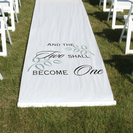 And Two Shall Become One Wedding Aisle Runner - White