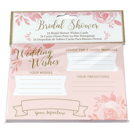 Pink and Gold Bridal Shower Best Wishes Stationery Party Game Card (Pack of 24)