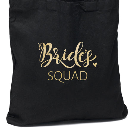 Bride's Squad Black and Gold Tote Bag