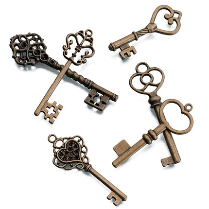 Bronze Set of 24 Assorted Keys for Crafts and Weddings Tag Favors