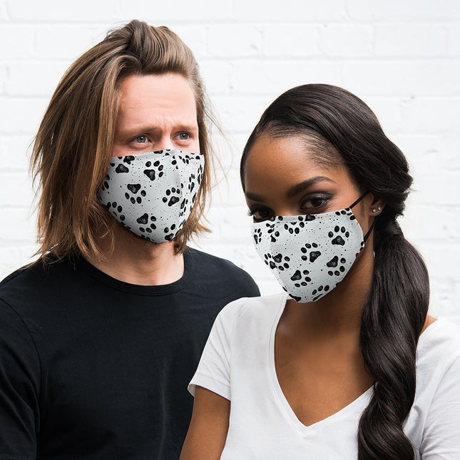 Cat and Dog Paw Prints Cloth Face Mask for him and her