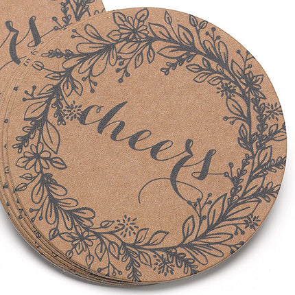 Rustic Wreath Wedding Party Drink Coaster (Pack of 25)