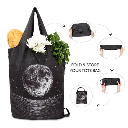 Full Moon Reusable Foldable Compact Cloth Tote Bag