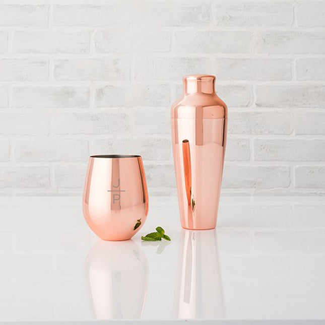 Personalized Rose Gold Copper Stemless Cup