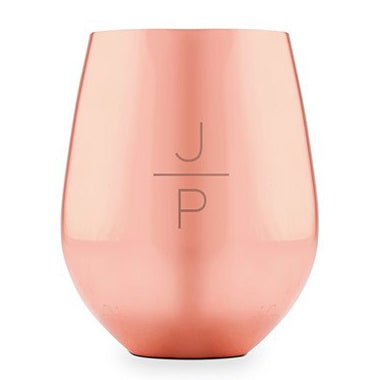 Stacked Monogram Personalized Rose Gold Copper Stemless Cup