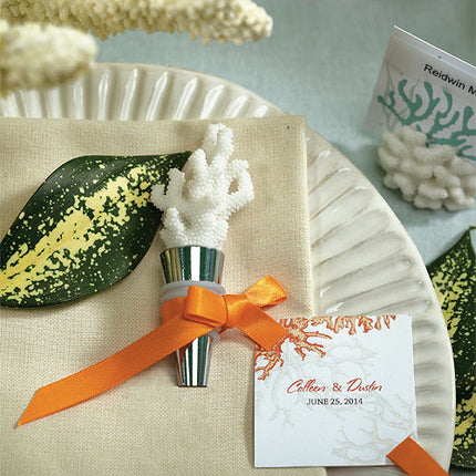 Coral Beach Wedding Bottle Stopper with Packaging