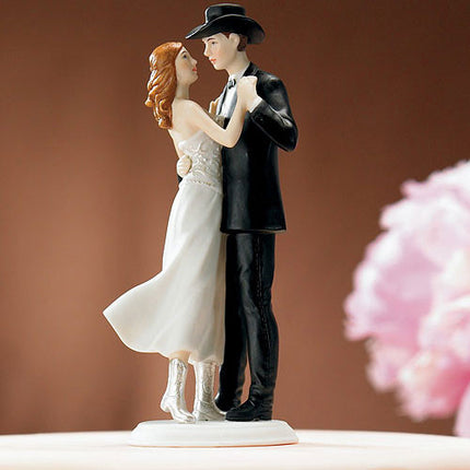 Cowboy and Country Girl Wedding Cake Topper