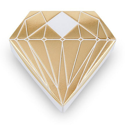 Gold or Silver Diamond Shaped Wedding Party Favor Box (Pack of 10)