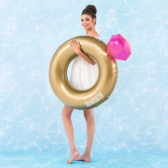Gold Diamond Ring Inflatable Pool Float Engagement Wedding Themes