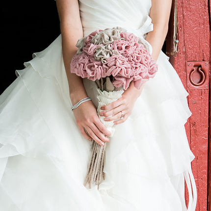 Fabric Ruffle Flower on a Stem Wedding Ceremony