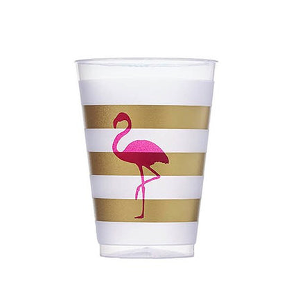 Pink Flamingo Frosted Plastic Cup Party Tumbler (Pack of 10)