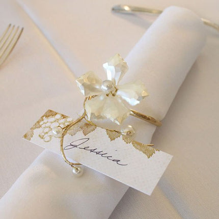 Pearl and Vintage Gold Catering Event Napkin Ring