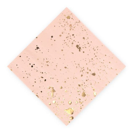 Metallic Gold Splash and Pink Cocktail Napkins (Pack of 20)