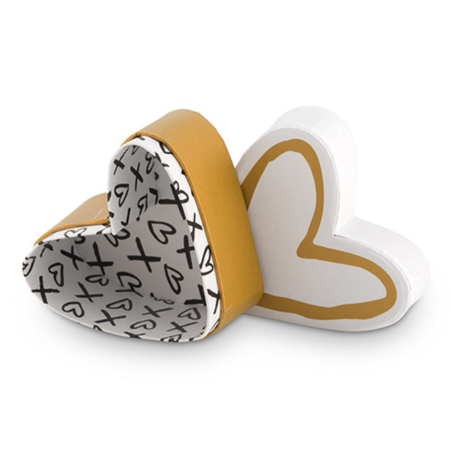 Gold and White Heart + Kisses Favor Box