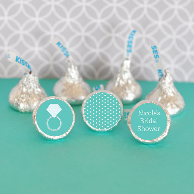 Turquoise Engagement Ring Hershey's Kisses Bridal Shower Stickers