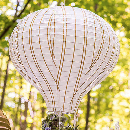 Hot Air Balloon Paper Lantern Set In Gold And White
