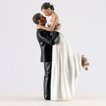 Groom Lifts Bride For Kiss Wedding Cake Topper