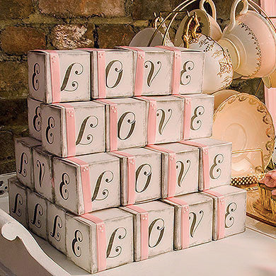 "LOVE" Favor Boxes with Vintage Print