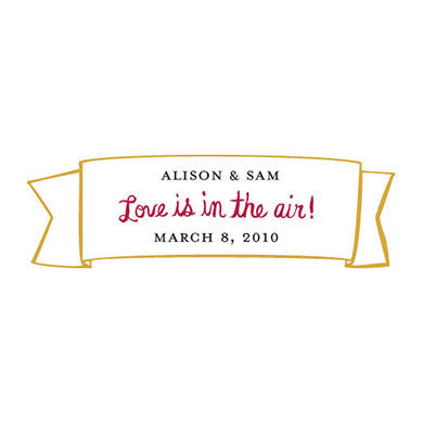 Yellow and Red "Love is in the Air" Wedding Favor Banner Sticker