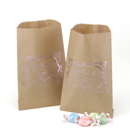 Personalized Rose Foil Love Is Sweet Favor Treat Bag