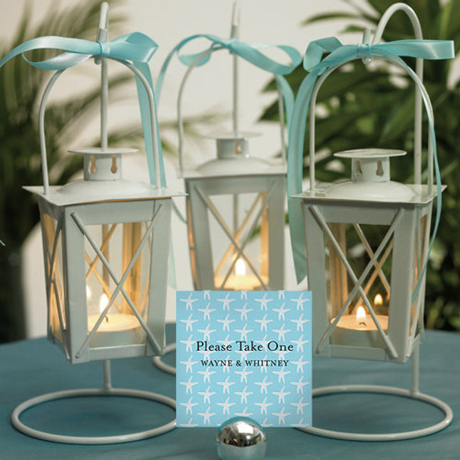 Mini Lantern Wedding Centerpieces (Shown with the Place Card Holders - Silver Round - not included)