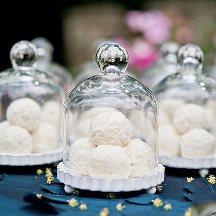 Miniature Bell Jar with Base and Lid Wedding Party Cupcake Favor (Set of 4)