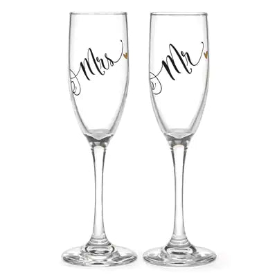 Mr and Mrs Glass Set for Wedding or Anniversary