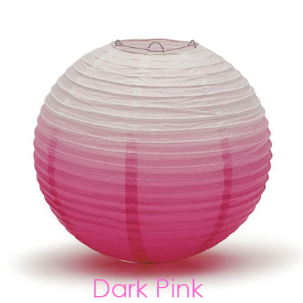 Ombre Round Paper Lantern - Dark Pink