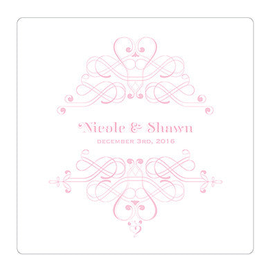 Pastel Pink Fanciful Monogram Personalized Clear Acrylic Block Cake Topper