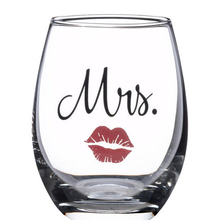 Mrs. Drink Glass with Red Lipstick Theme 