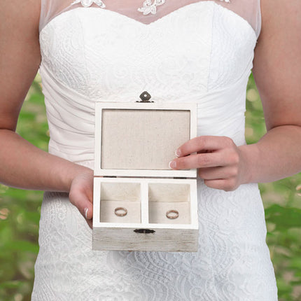Rustic Wedding Ceremony Ring and Marriage Vow Box - Heart and Arrow
