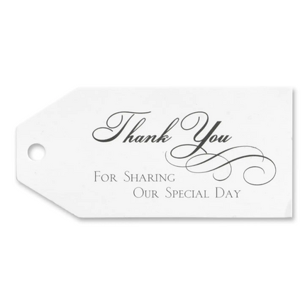 Thank You Favor Cards- White Card with Black Ink (Pack of 25)
