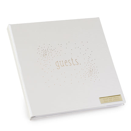 Tiny Dots Gold and White Personazlied Wedding Guest Book