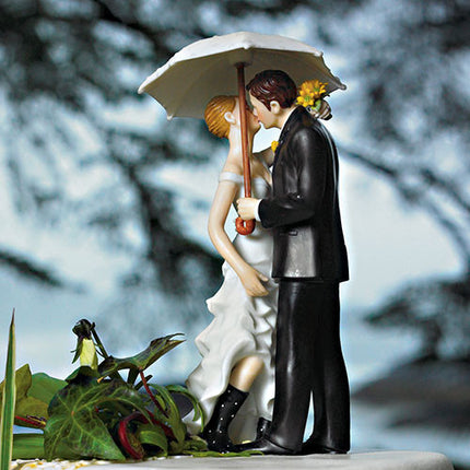 Bride and Groom Umbrella Wedding Cake Topper
