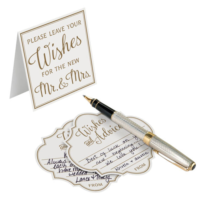 Ivory and Gold Wedding Wish and Advice Cards