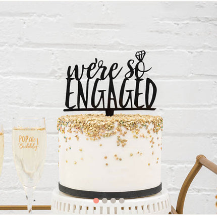 We're So Engaged Acrylic Wedding Cake Bridal Shower Topper