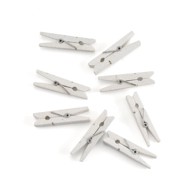 Mini White Glitter Clothespins Weddings and Parties
