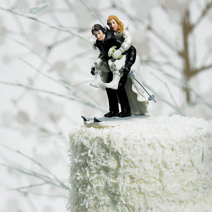 Winter Skiing Couple Wedding Cake Top