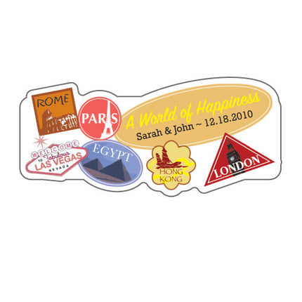 Personalized World of Happiness Wedding Favor Sticker